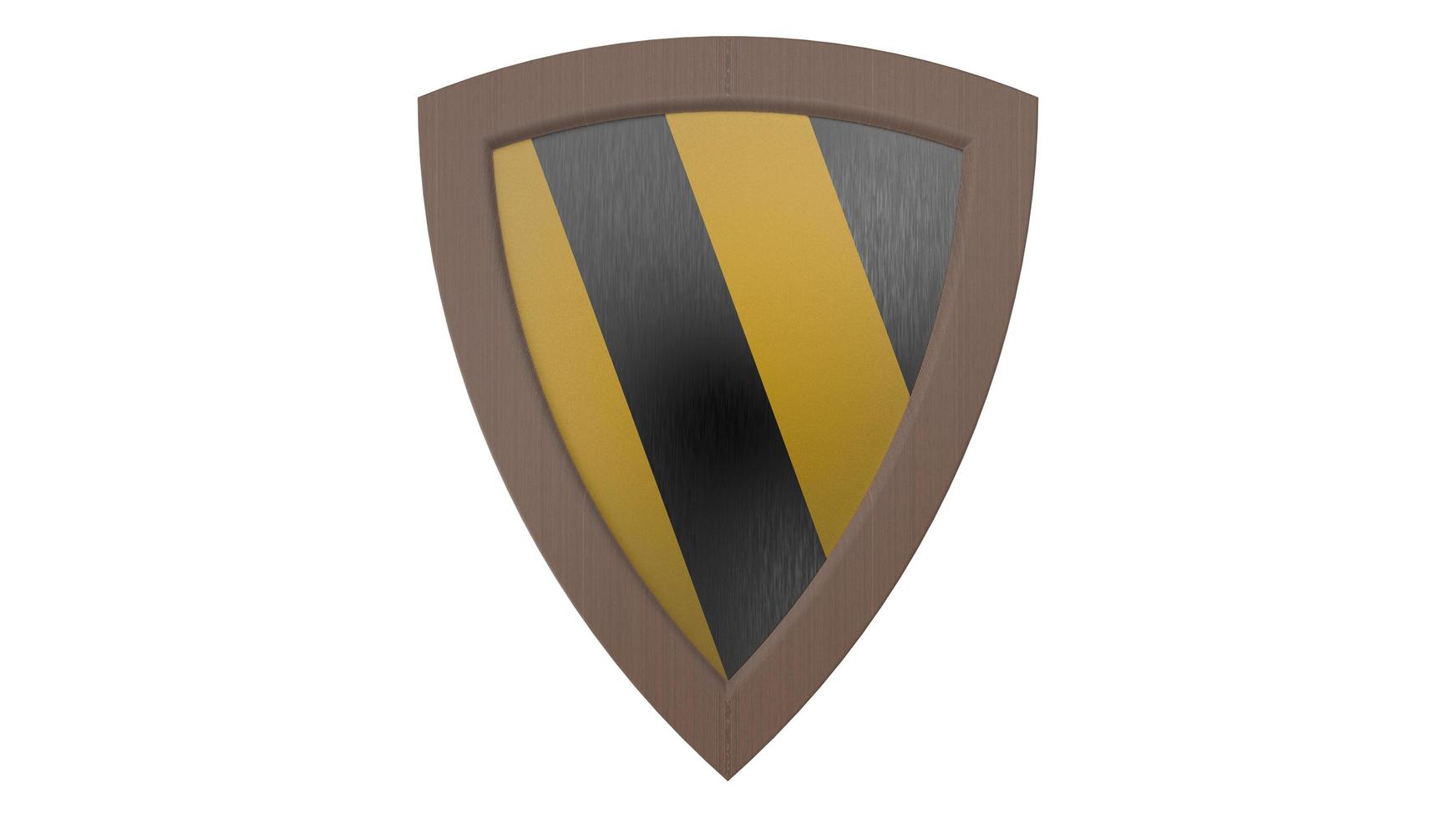 wood stripes yellow shield medieval 3d illustration render photo