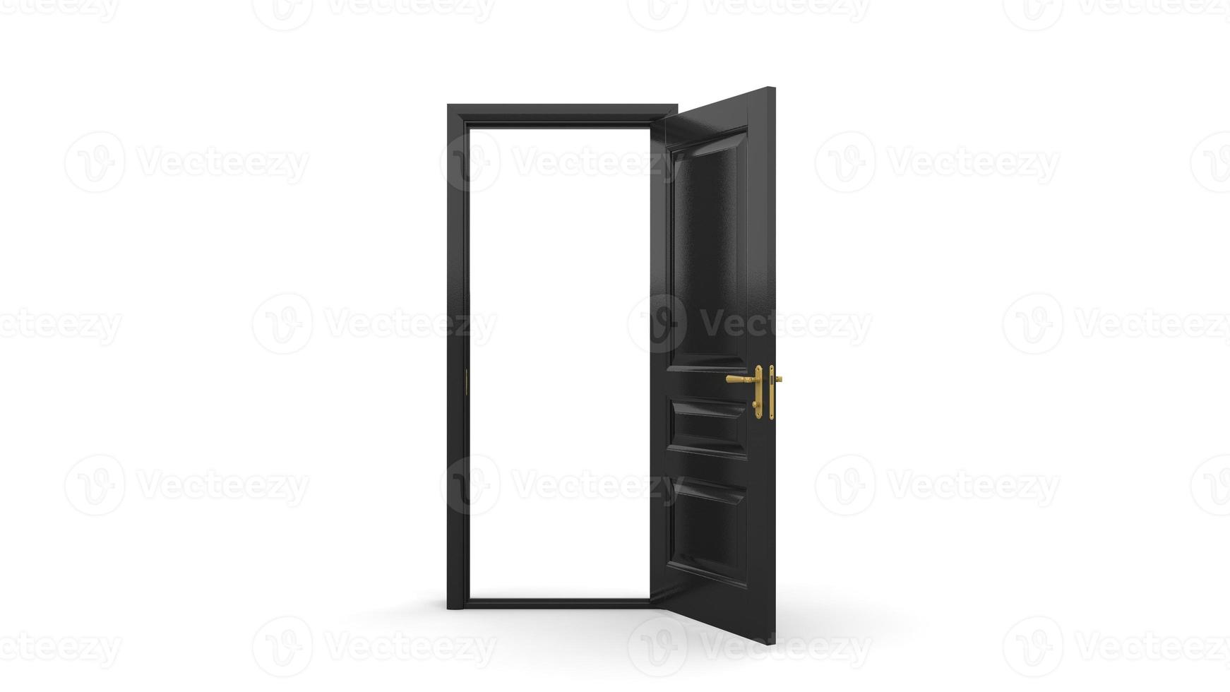 Set of different black door isolated 3d illustration render on white background photo