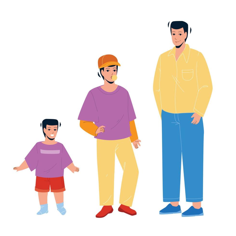 Growing Boy From Little Baby To Adult Man Vector