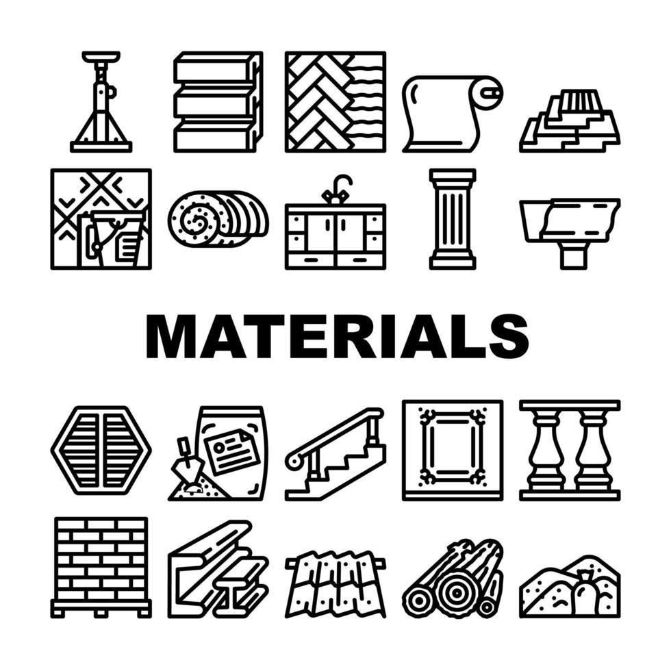 Building Materials And Supplies Icons Set Vector