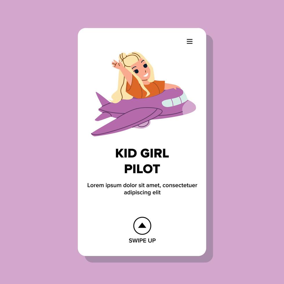 Kid Girl Pilot Play On Playground Aircraft Vector