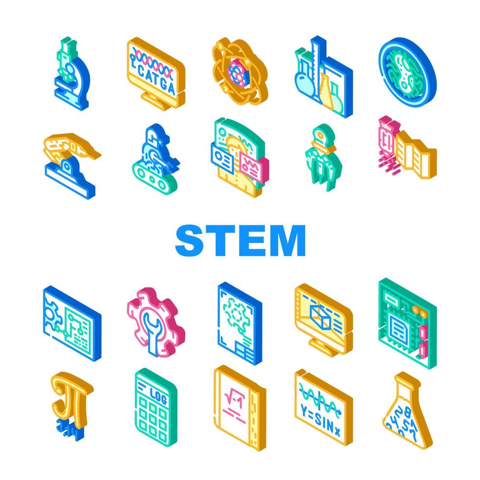 Stem ingeniero proceso y ciencia iconos conjunto vector