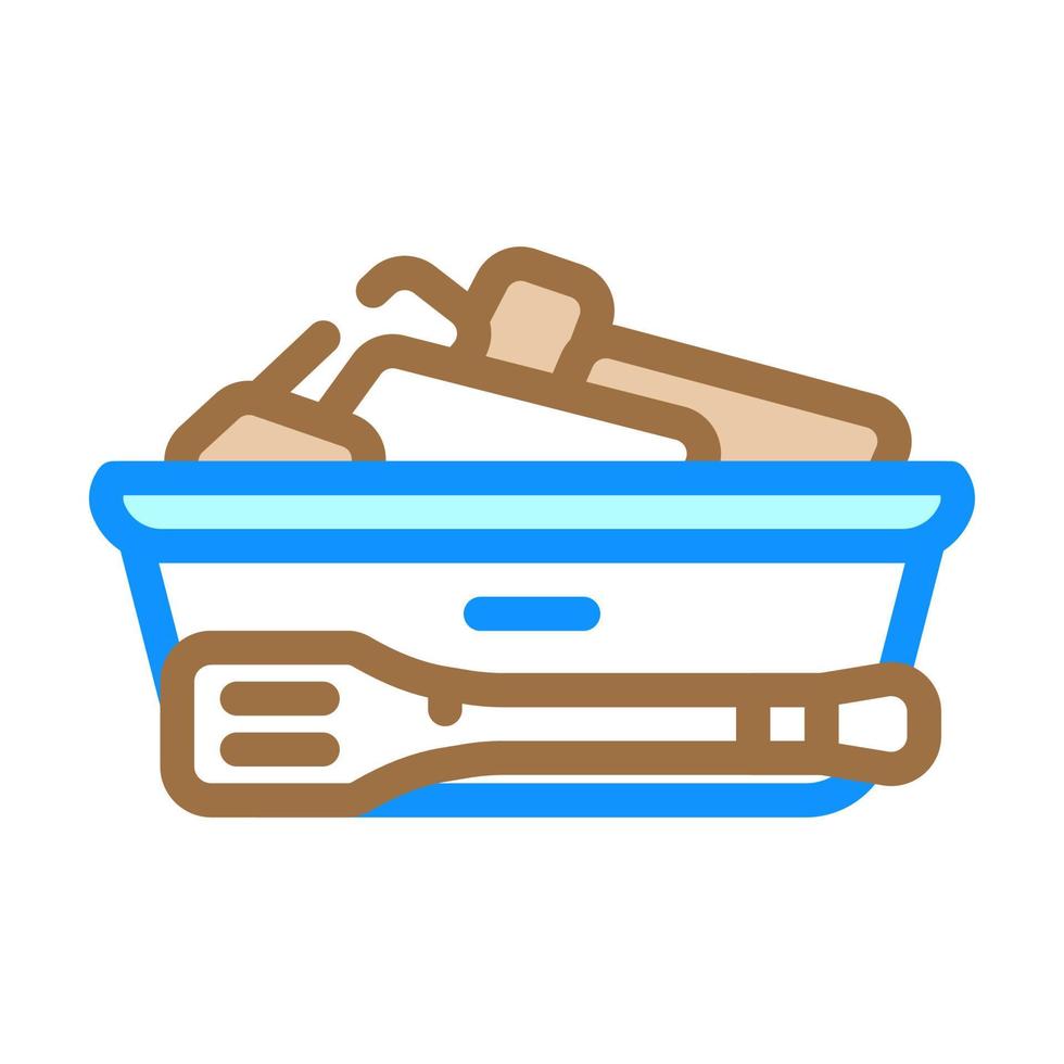 bread basket with tongs in canteen color icon vector illustration