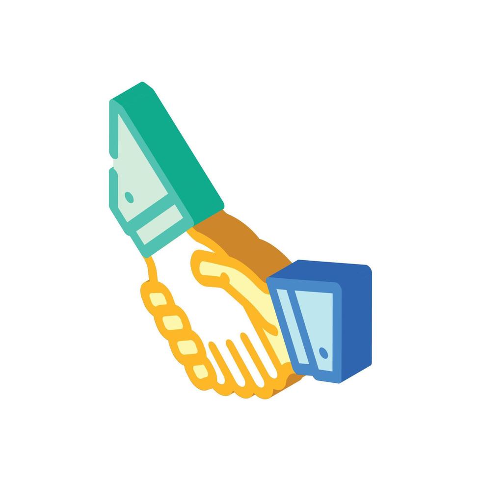 handshake partners isometric icon vector illustration