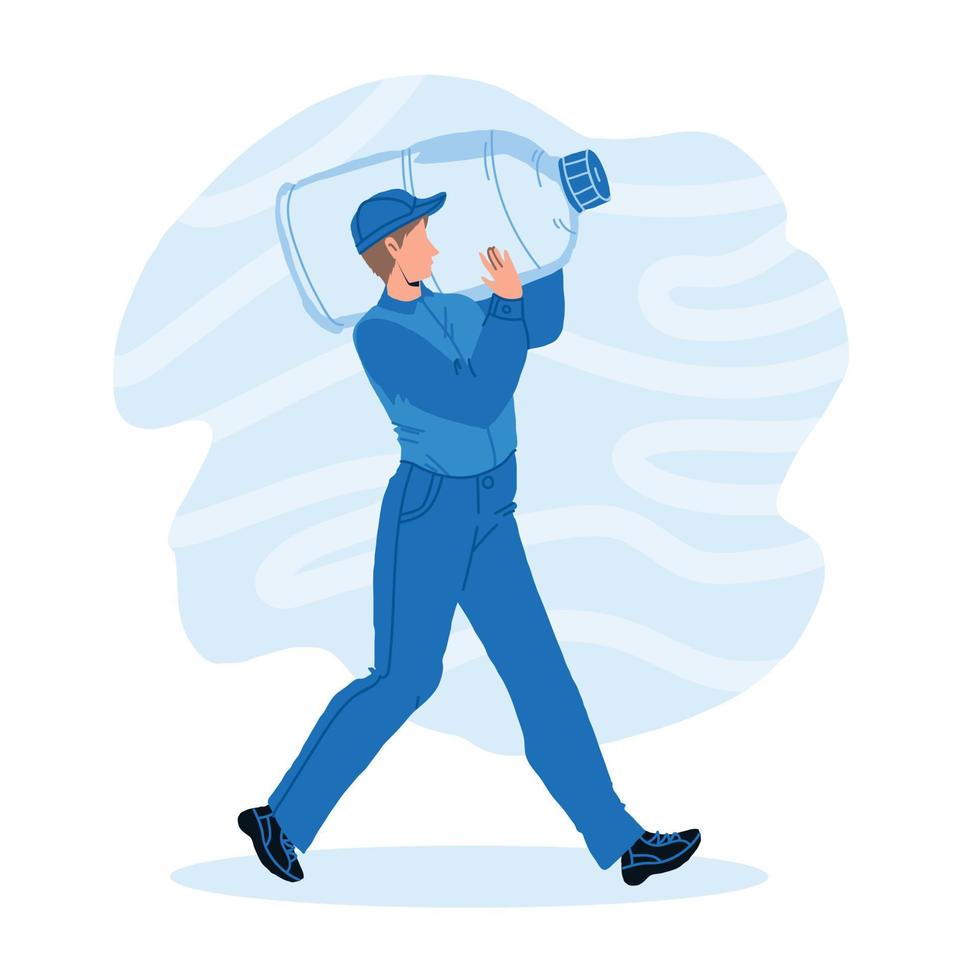 Water Delivery Service Worker Carry Bottle Vector