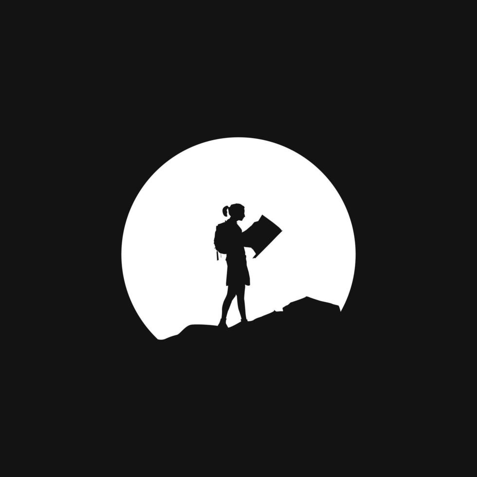 Vintage Logo design inspiration about an adventurous nature explorer. silhouette of a climber vector