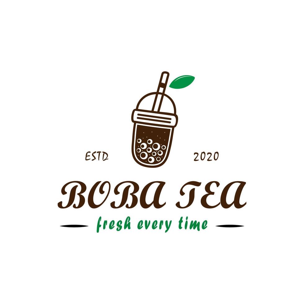 diseño de logotipo de té de boba de negocio de bebidas contemporáneas. inspiración para el diseño del logotipo del vector de la etiqueta del sello de la burbuja del té