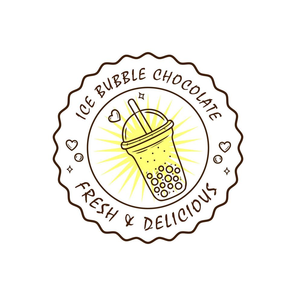 Creative vintage ice bubble brown logo vector design. Chocolate Bubble Ice Stamp. Chocolate ice bubble label badge