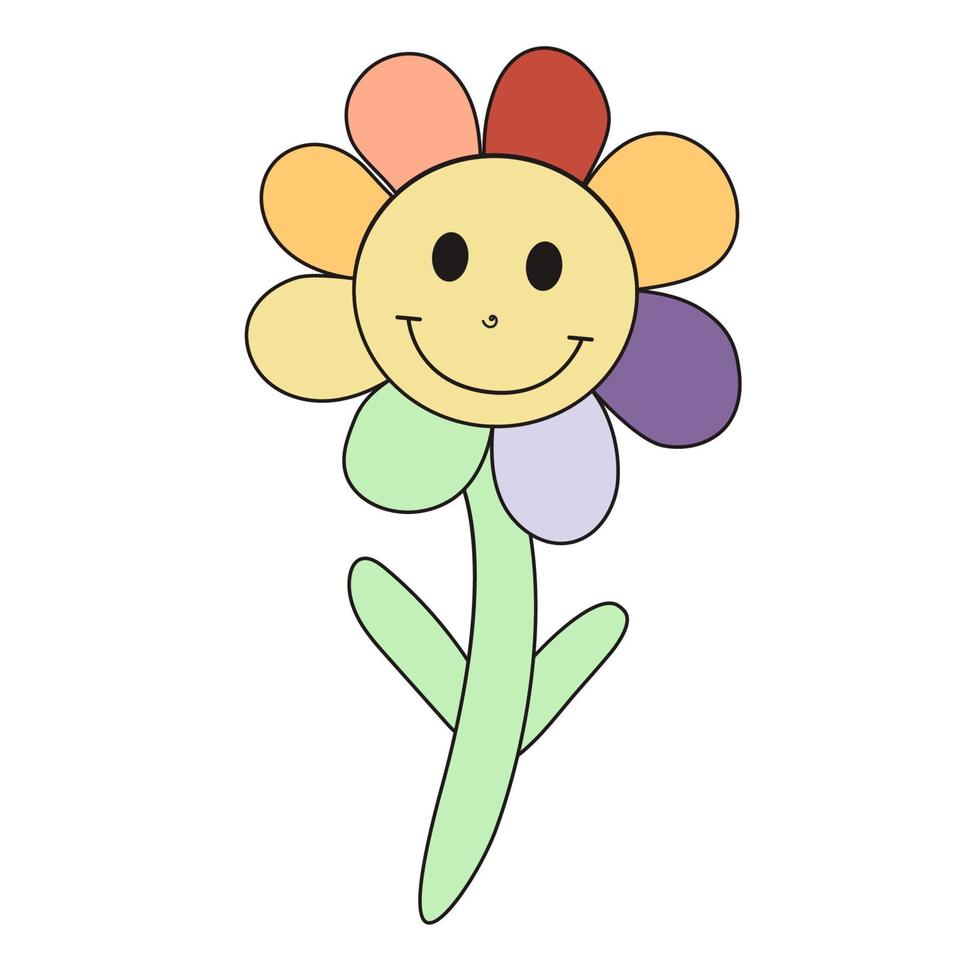 flor divertida con smilling. linda ilustración de dibujos animados. vector