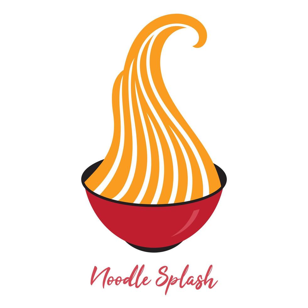 Noodle ramen soup on red bowl logo vector. vector