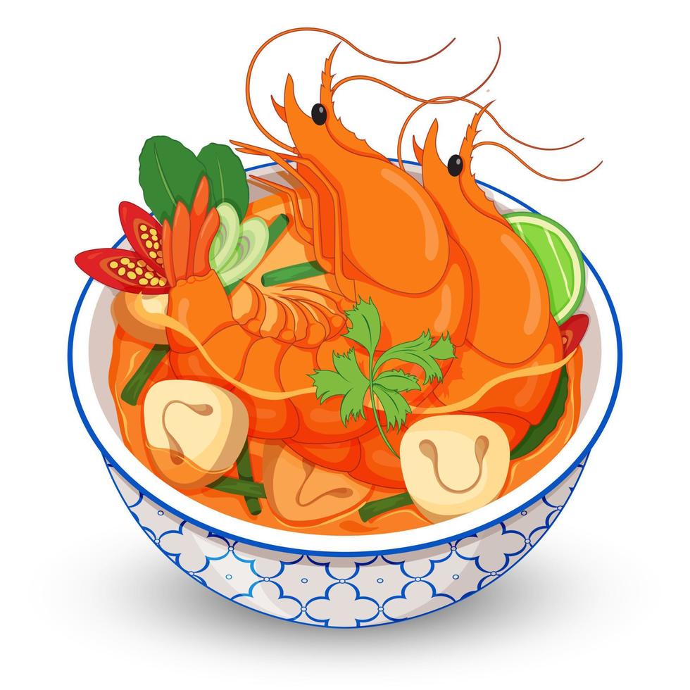 Tom yum koong illustration vector. vector