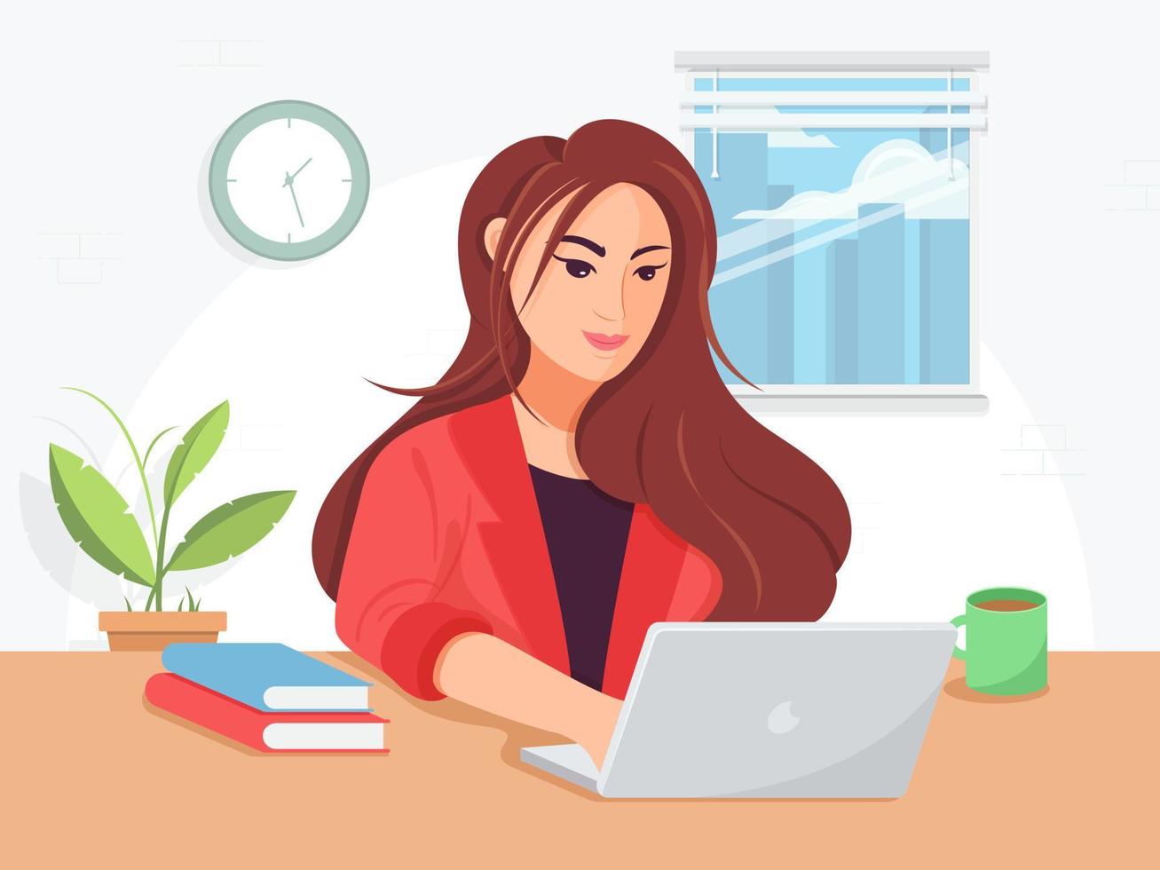 Business woman in flat design. vector