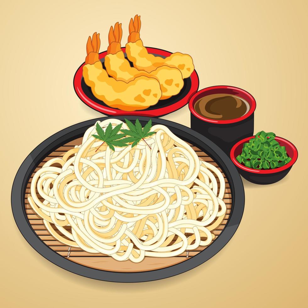 Japanese somen noodles recipe illustration vector