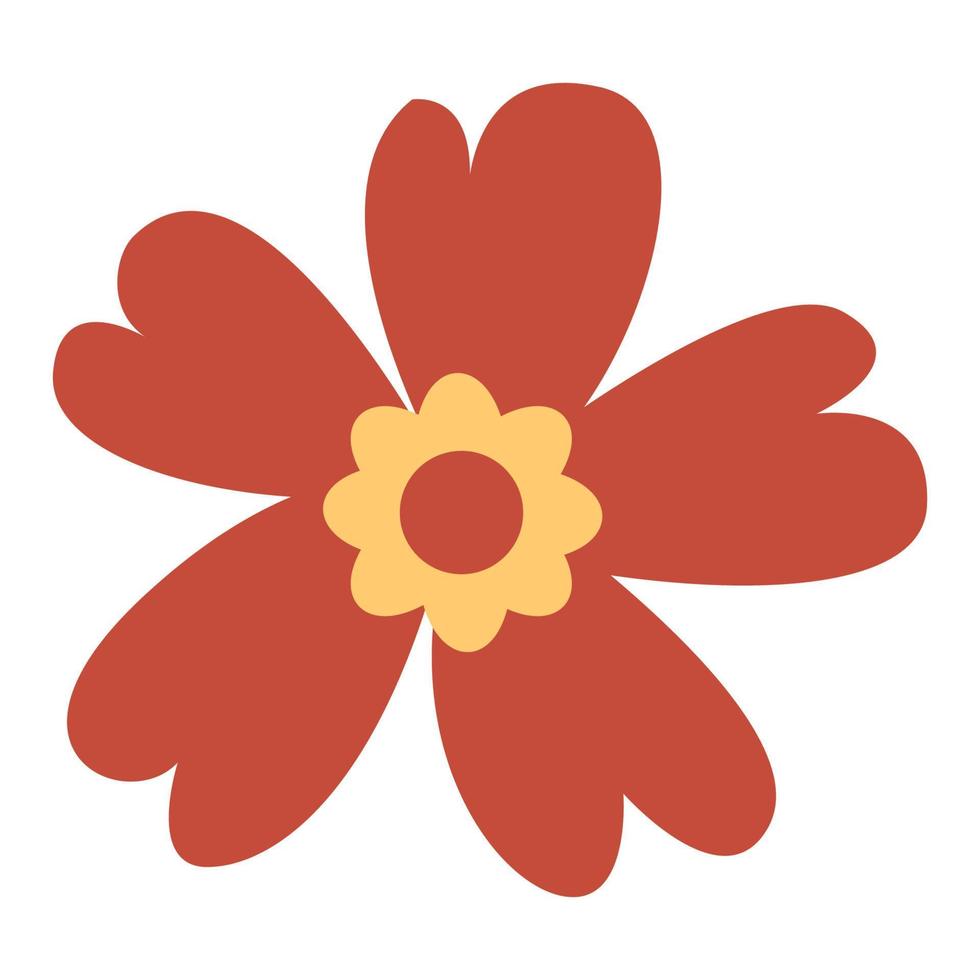 flor roja vectorial aislada en un fondo blanco. vector