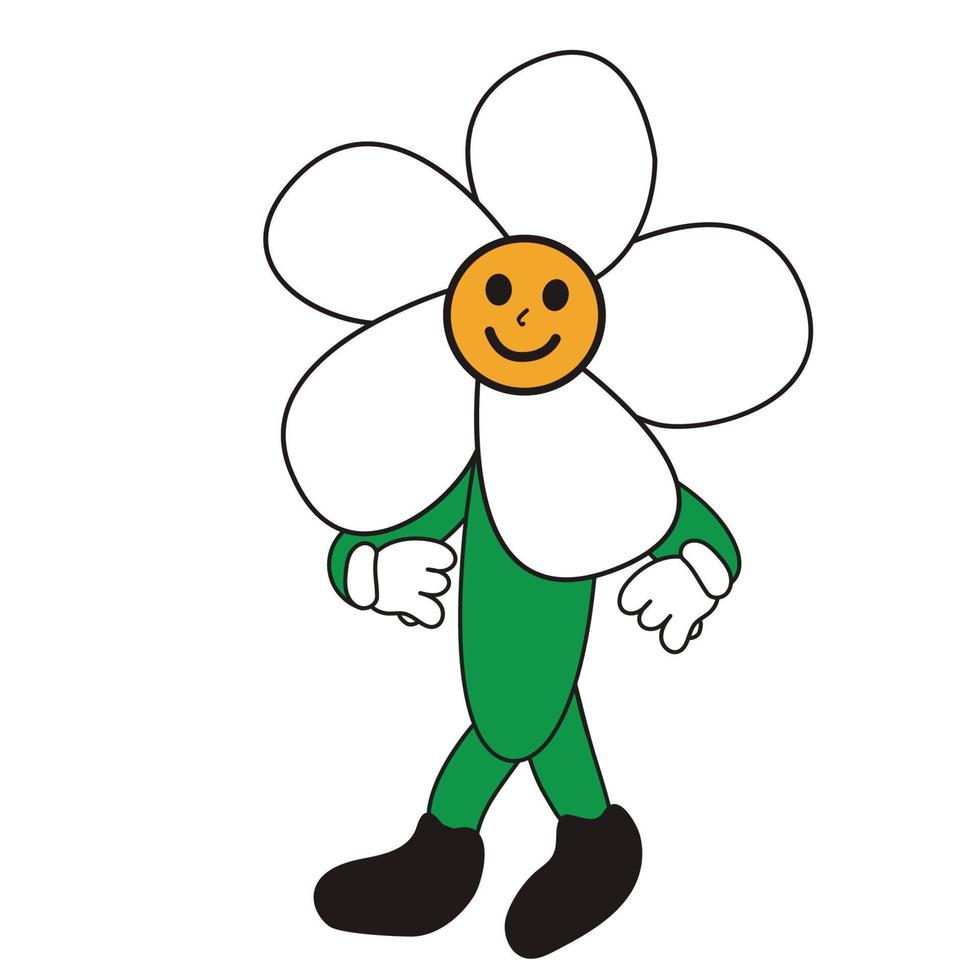 Funny flower with smilling. Cute cartoon illustration vector
