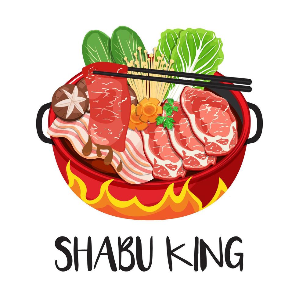 shabu shabu restaurant logo vector