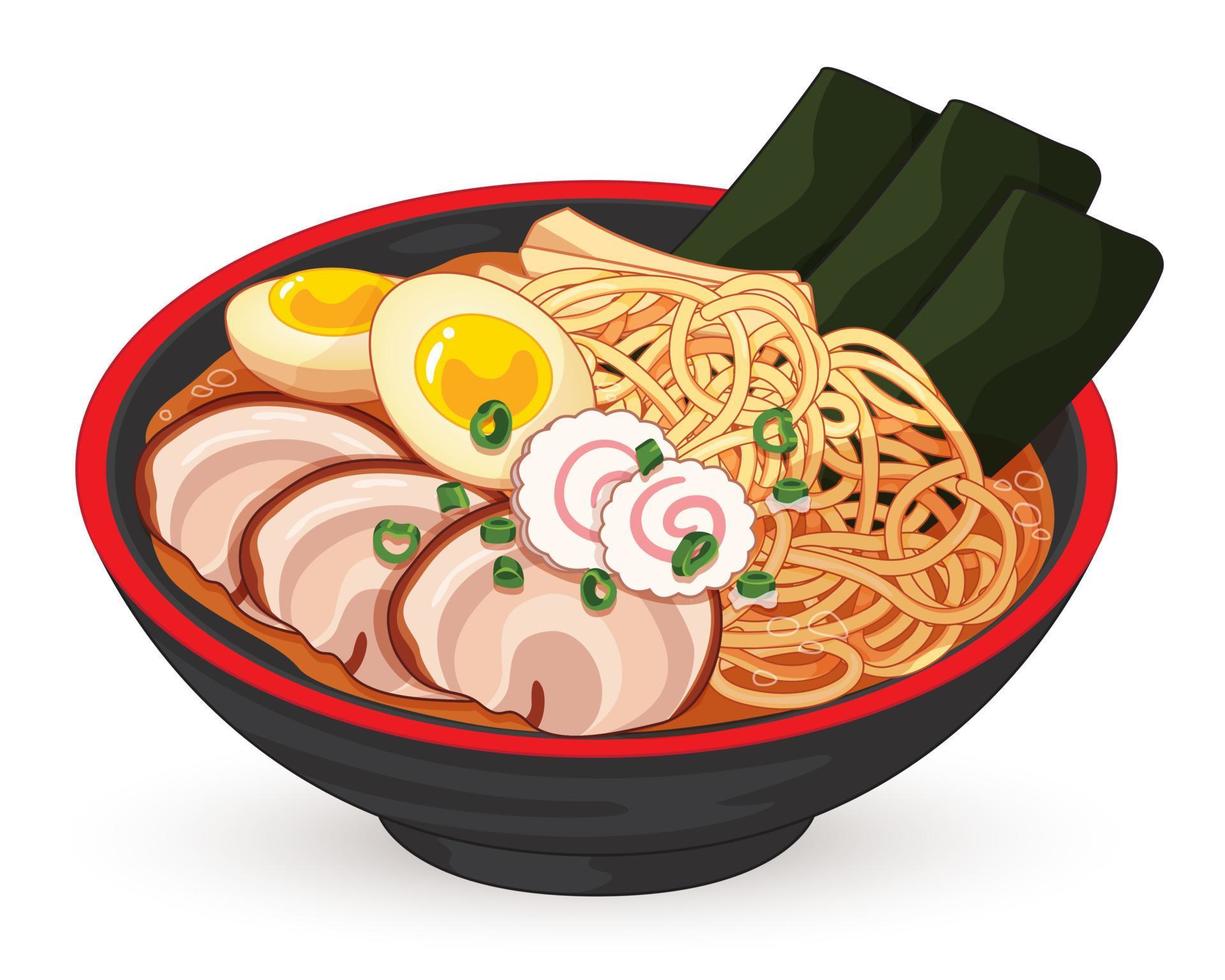 Japanese ramen noodles isolated illustration vector. vector