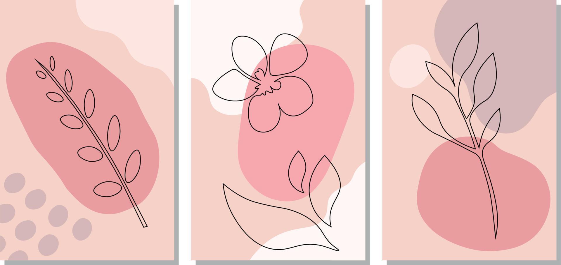 minimalistic pink composition with flower for poster vector illustration