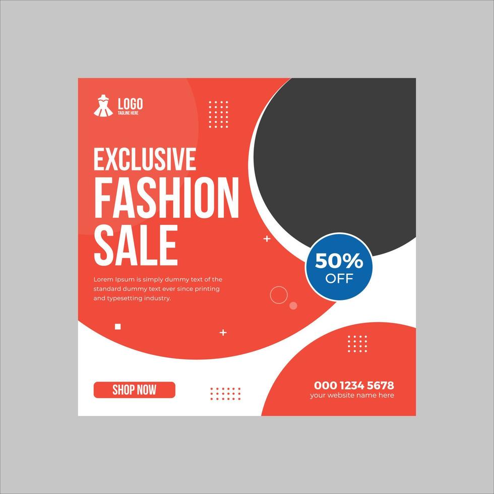 Fashion Sale Social Media Post Design Template vector