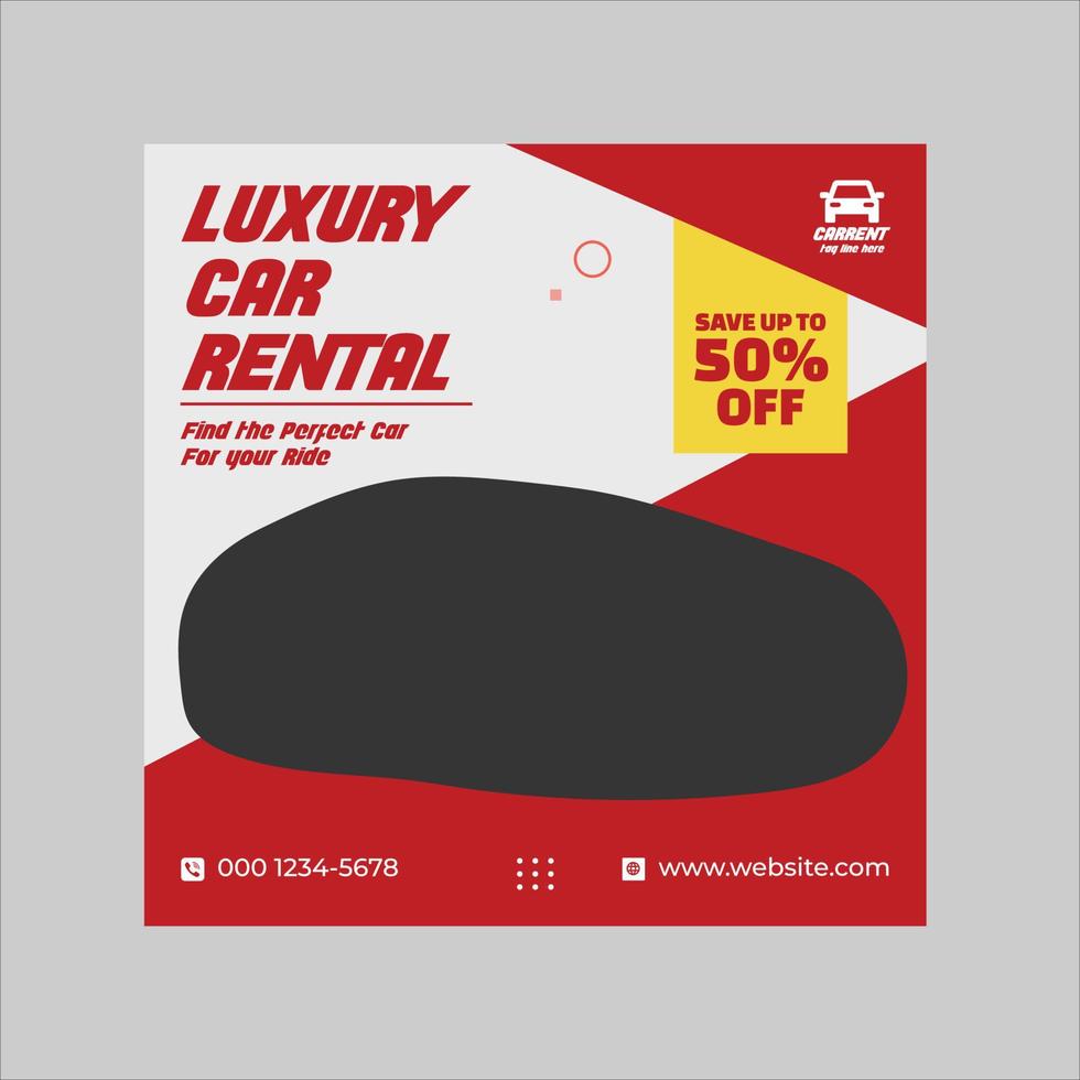 Car rental social media post template banner for promotion vector