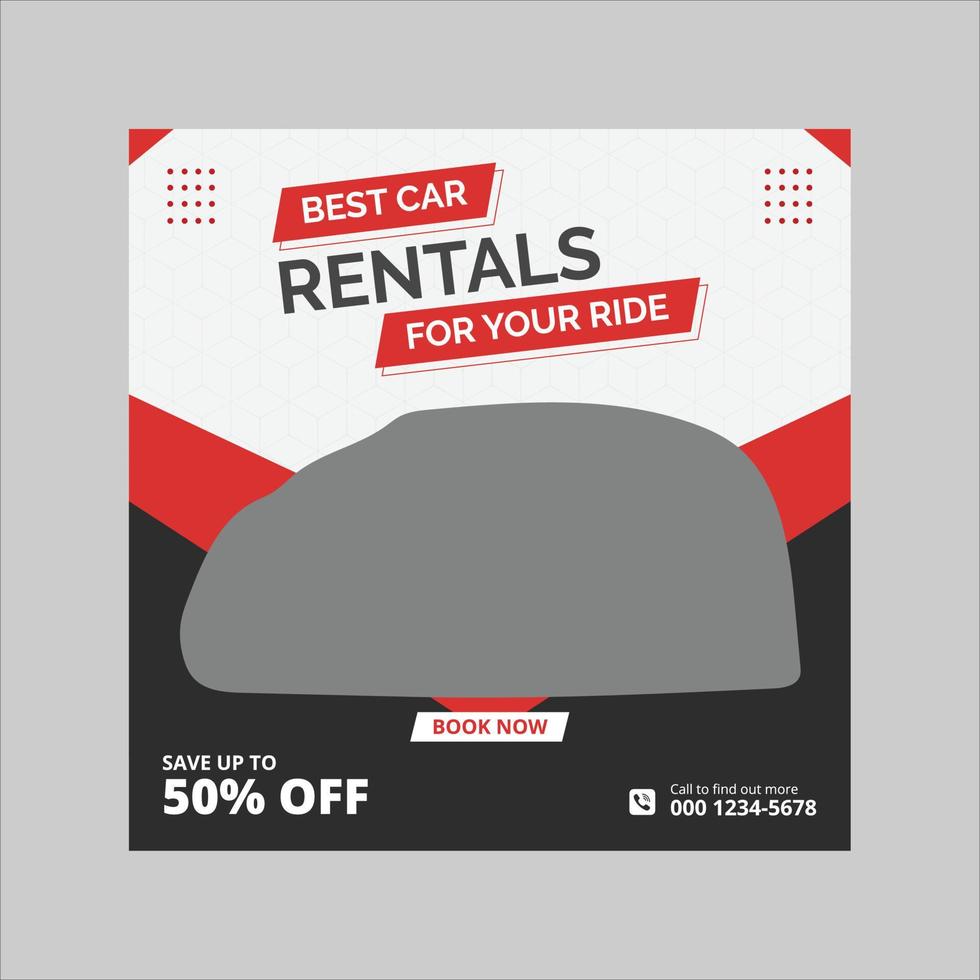 Car rental social media post template banner for promotion vector