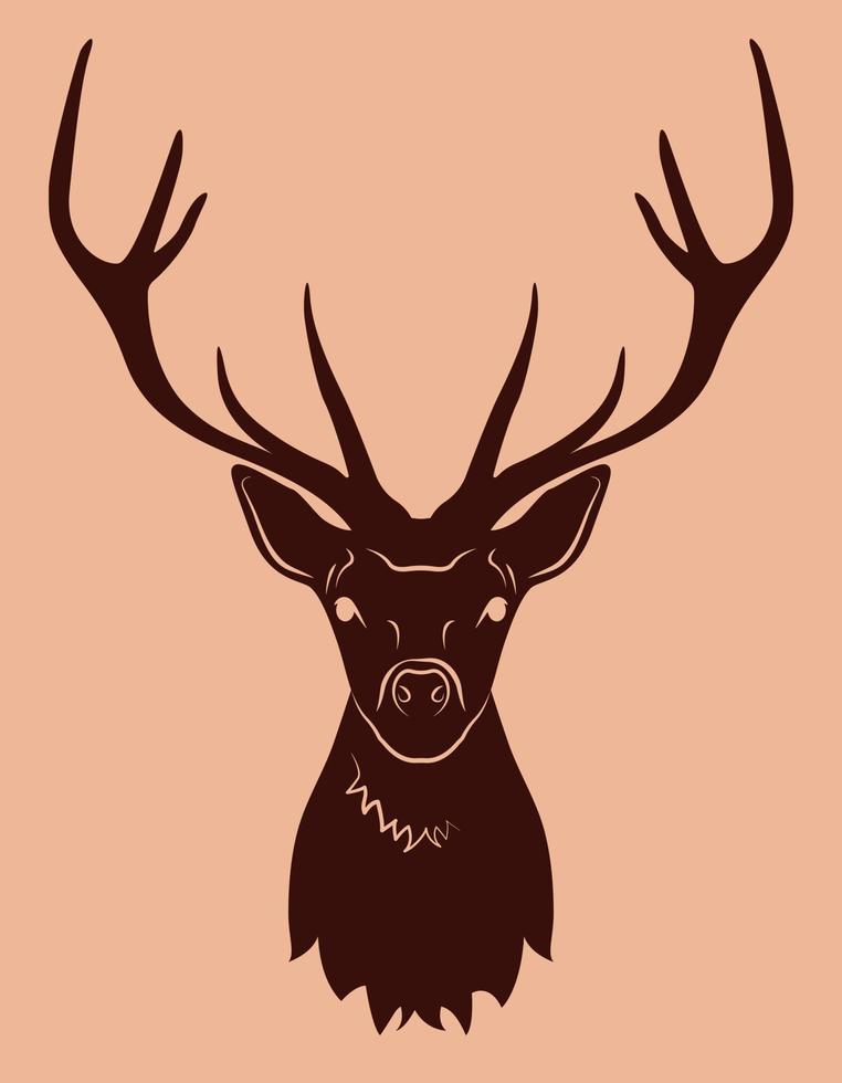 Logo with deer in modern style on beige background. Vector illustration. Creative concept. Creative graphic design with deer. Poster with deer.