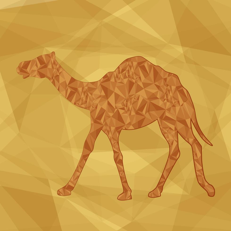 A beautiful camel made of geometric shapes on a geometric background. Stylish illustration of simple geometric shapes. vector