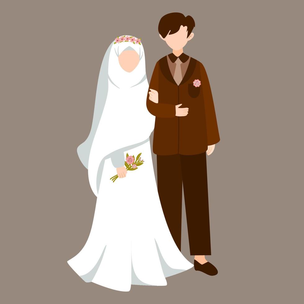 ilustración de pareja de boda musulmana plana vector