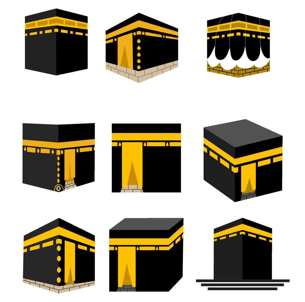 colección de conjunto de diseño plano de símbolo islámico kabah vector