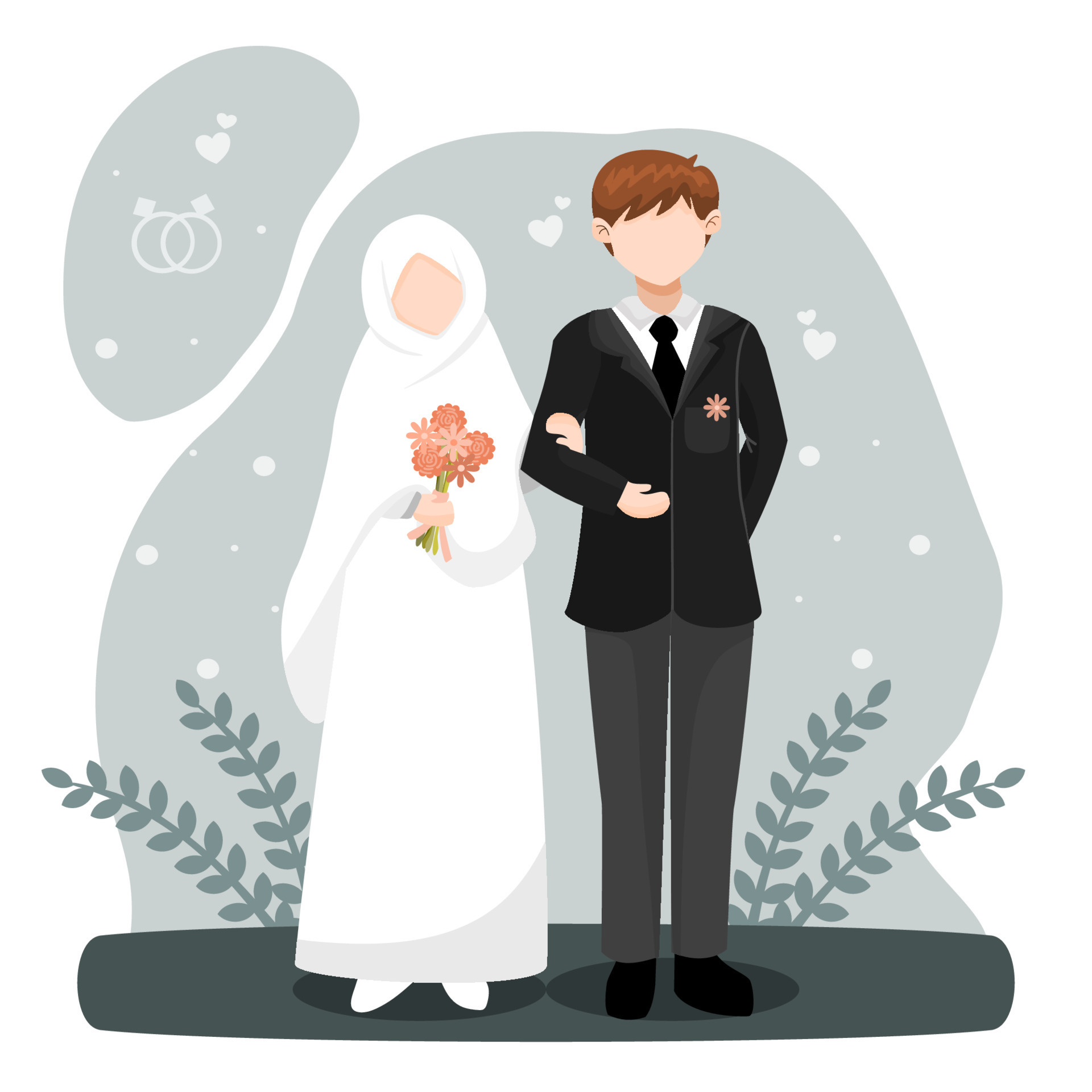 Muslim Wedding Couple Flat Illustration 7885402 Vector Art at Vecteezy