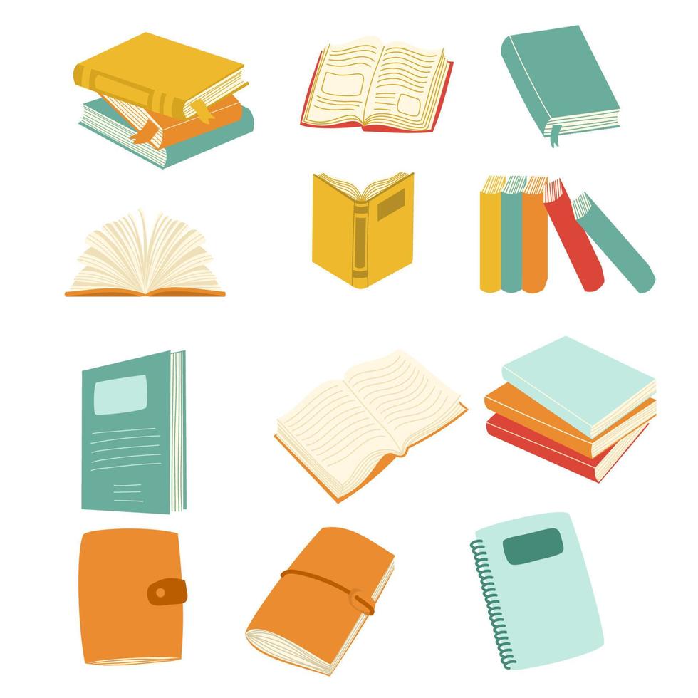 Flat Book Set Collection vector