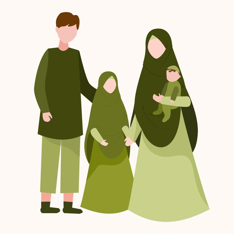 Faceless Muslim Family Illustration vector