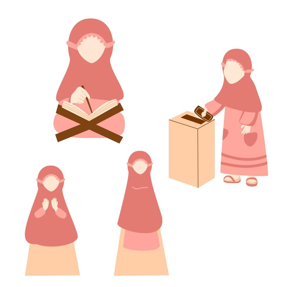 Happy Muslim Little Kid vector