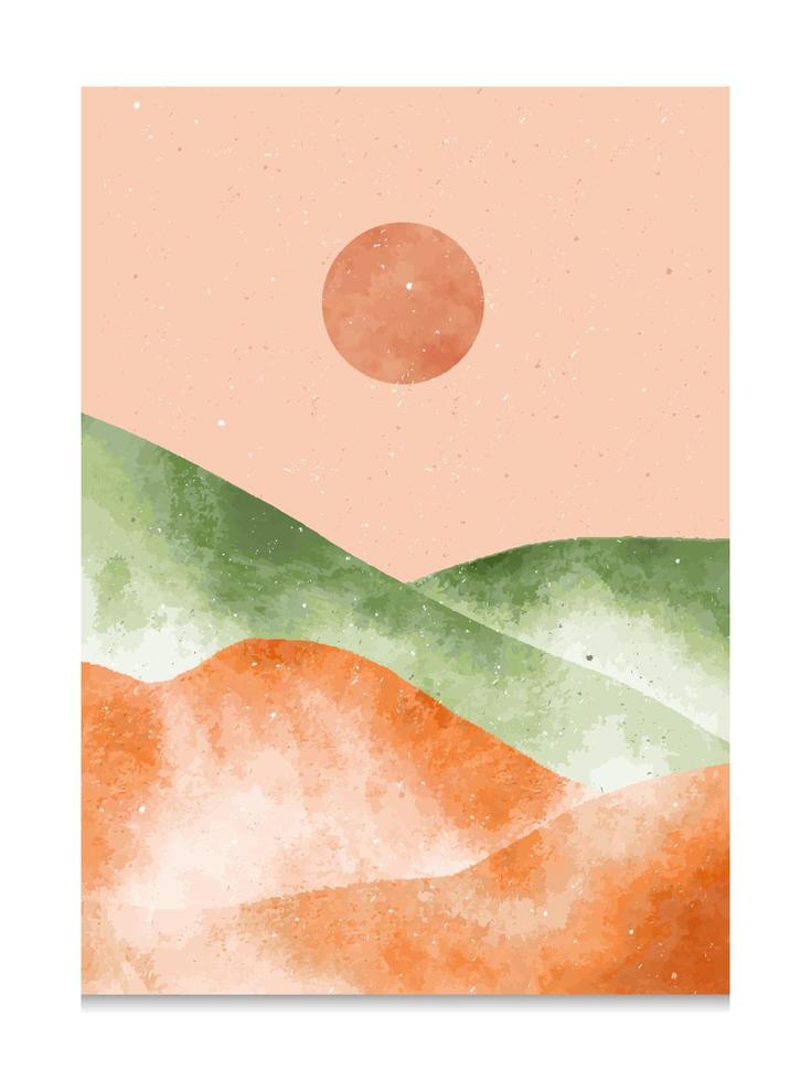 impresión de arte de paisaje abstracto con montaña. creativas ilustraciones minimalistas pintadas a mano de mediados de siglo moderno. ilustración vectorial vector