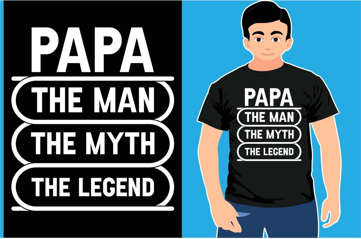 papá, el hombre el mito la leyenda t-shirt.tipografía diseño de camiseta. regalo del día del padre. vector