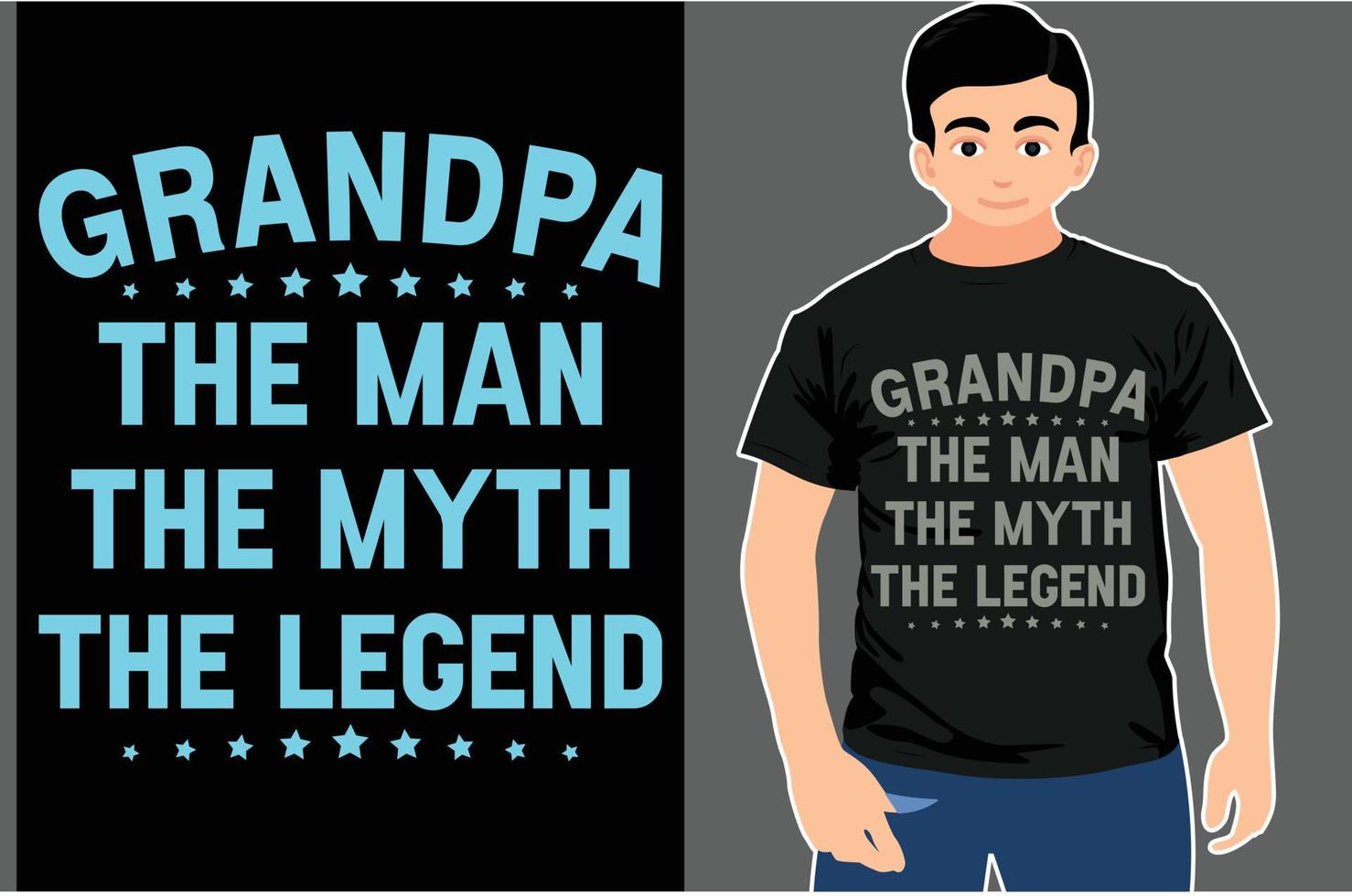 abuelo, el hombre el mito la camiseta de la leyenda. diseño de camiseta de tipografía. camiseta del abuelo. vector