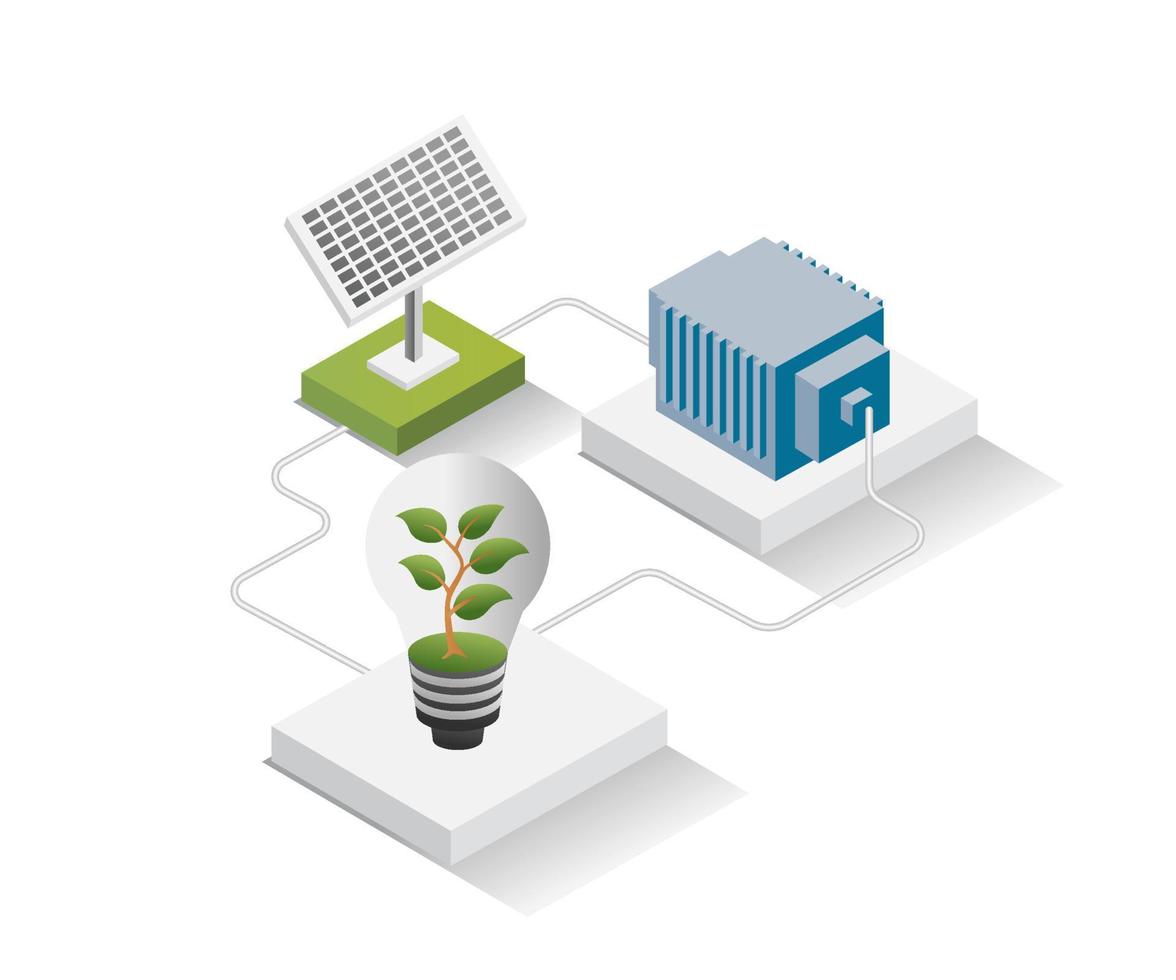 ilustración del concepto de diseño isométrico. energía de paneles solares vector