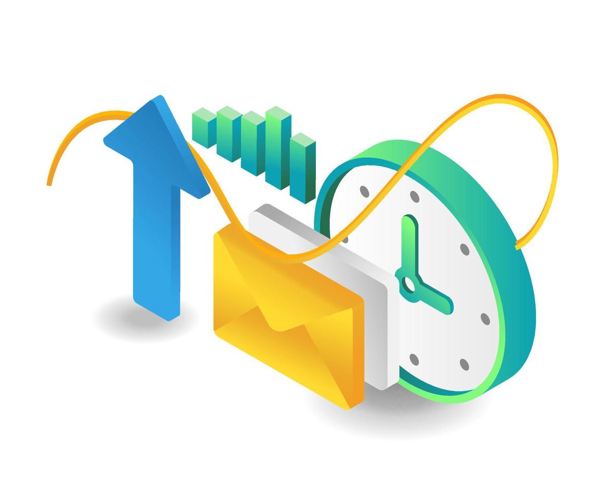 Flat isometric illustration concept. time to pursue success with investment vector