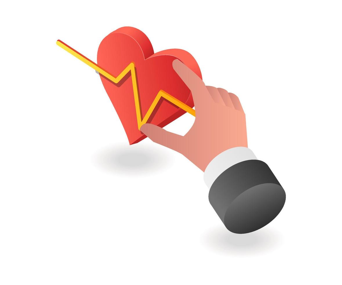 Flat isometric illustration concept. keep heart healthy vector