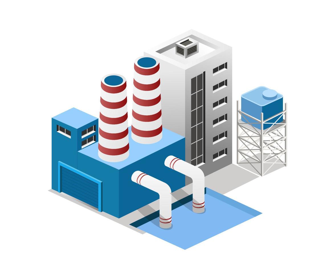 Isometric flat illustration concept. factory office vector