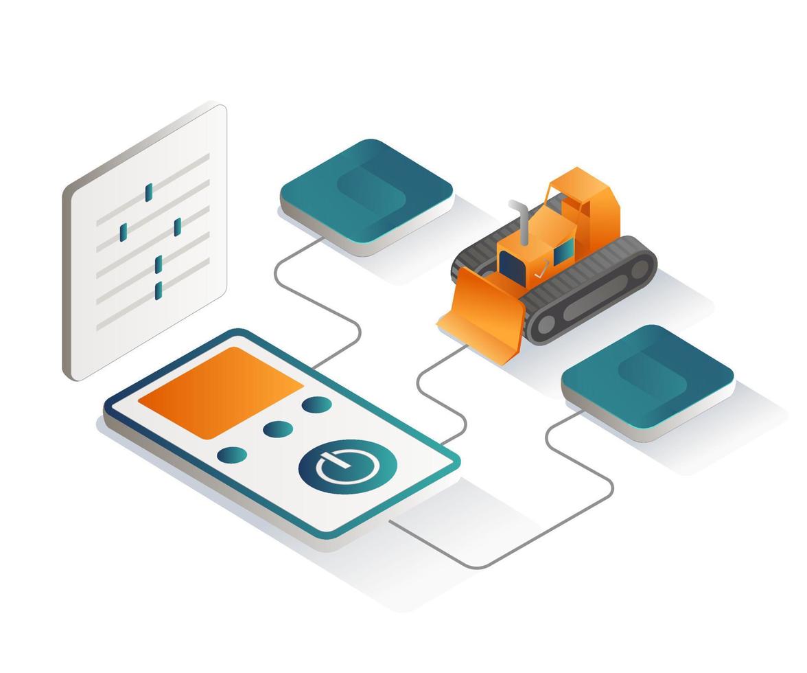 Isometric flat illustration concept. remote operation center vector