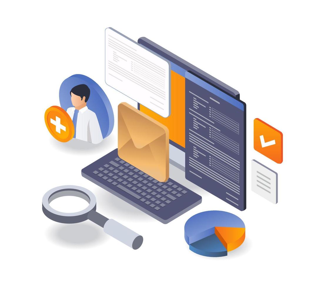 Flat isometric illustration concept. New participant data filling form vector