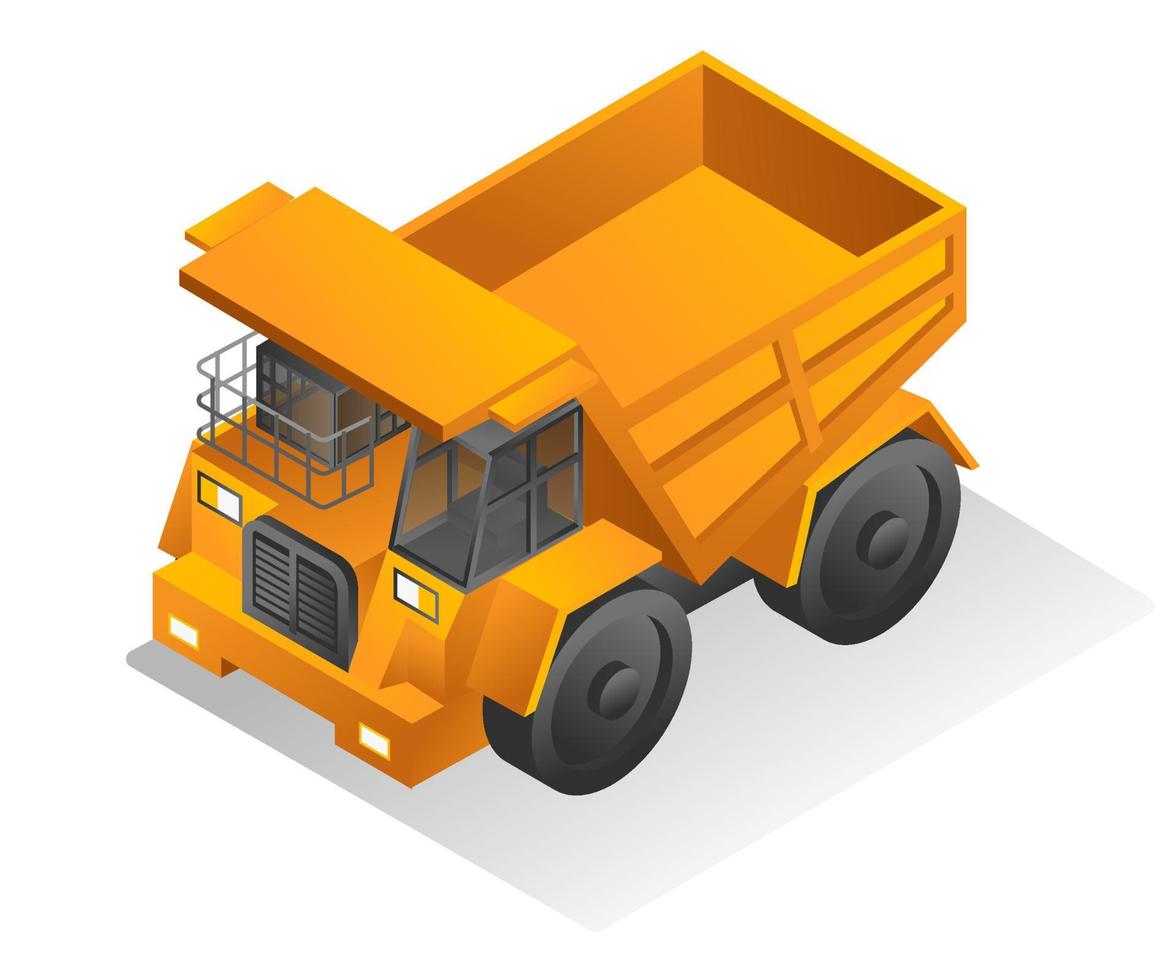 Isometric design concept illustration. big truck transporting mining products vector