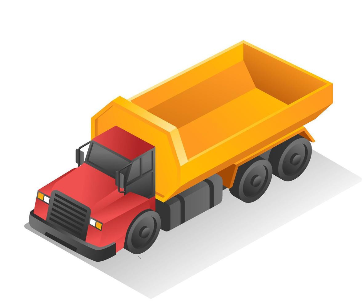 Isometric design concept illustration. mining excavation truck vector