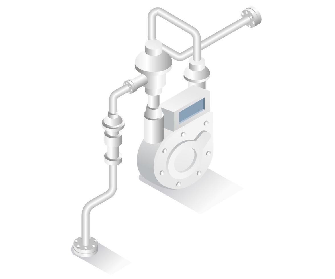 Isometric design concept illustration. LPG gas pipe regulator vector