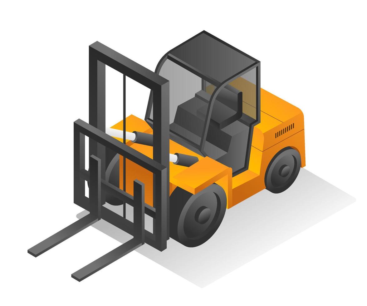 Isometric design concept illustration. heavy duty forklift vector