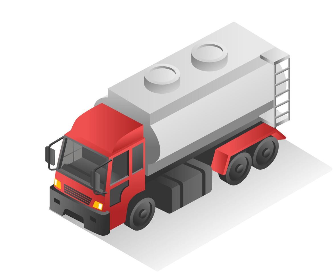 Isometric illustration design concept. big tank truck vector