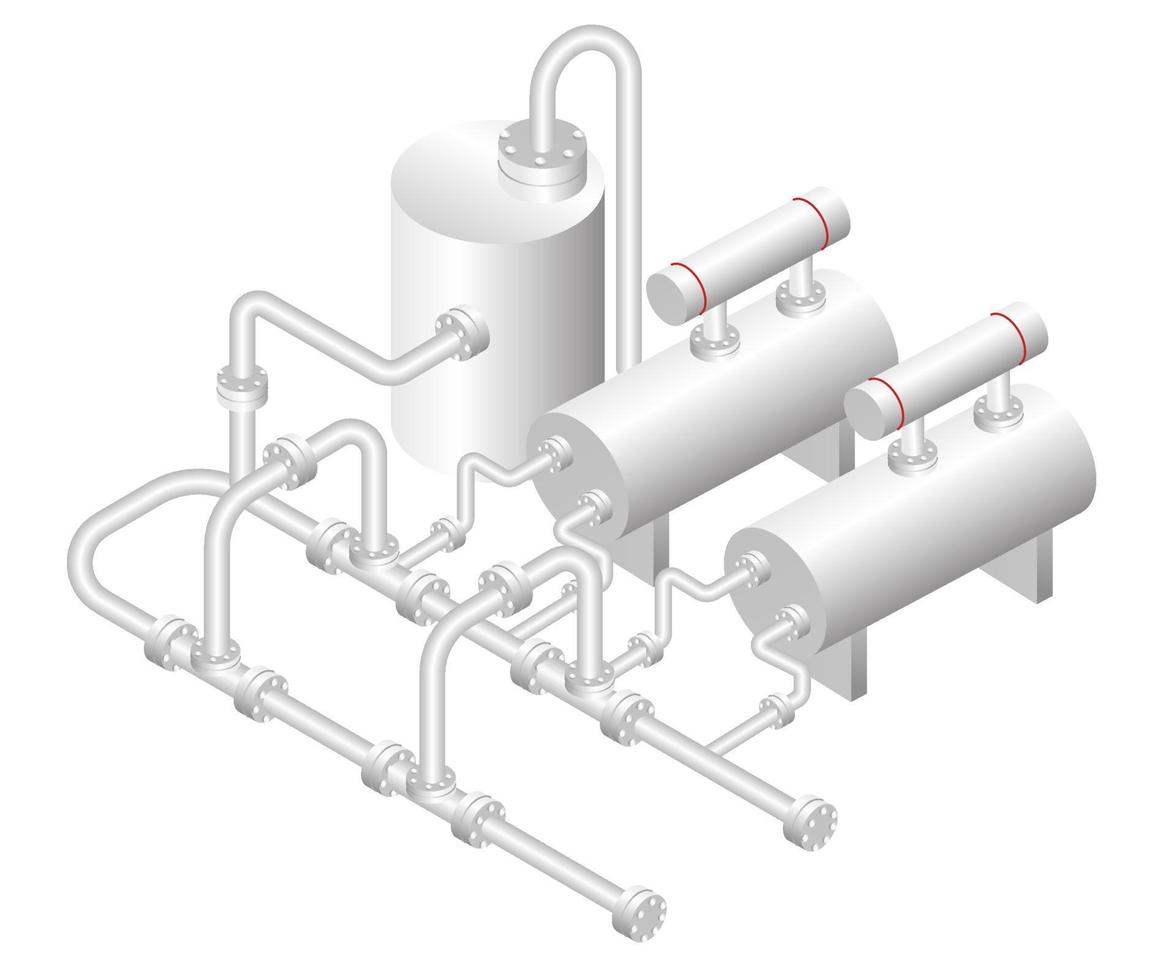 Isometric design concept illustration. oil and gas industry pipes and tubes vector