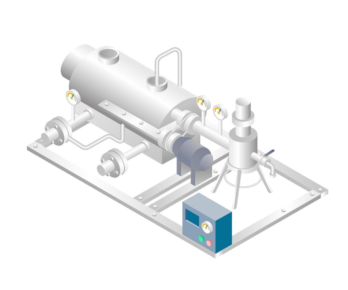 Isometric design concept illustration. oil tank with gas pipeline vector