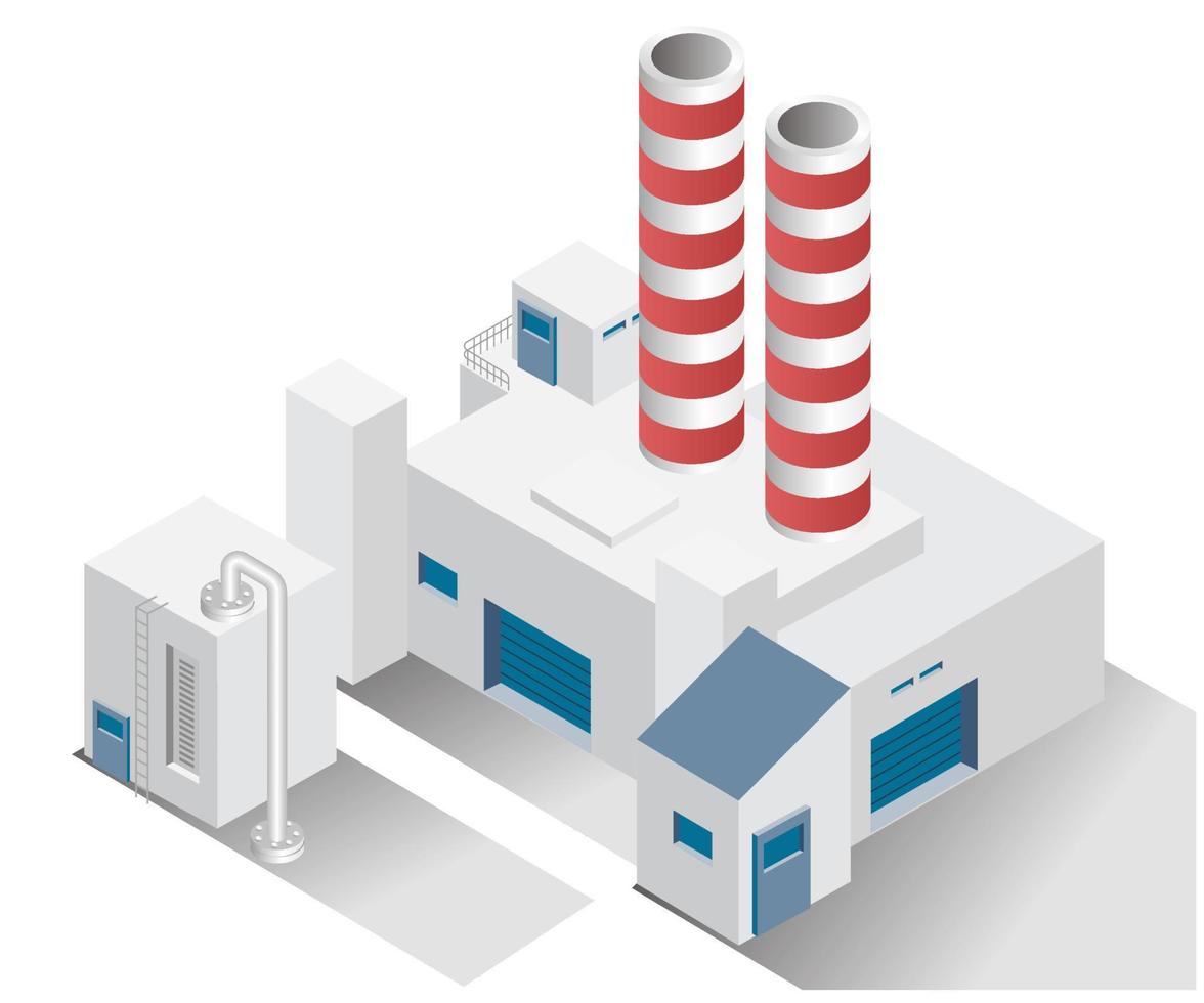 Isometric design concept illustration. factory building with chimney vector